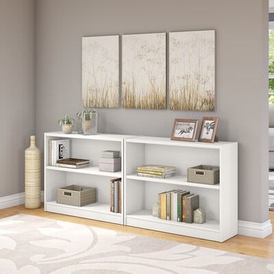 Bush Furniture Universal 2-Shelf Bookcase, 37"W x 11-2/3"D x 30"H, Pure White (WL12413)
