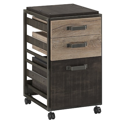 Bush Furniture Refinery Collection 3-Drawer Mobile Lateral File Cabinet, Letter Size, Rustic Gray (R