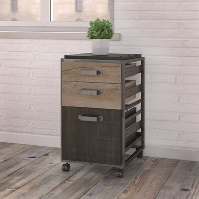 Bush Furniture Refinery Collection 3-Drawer Mobile Lateral File Cabinet, Letter Size, Rustic Gray (R