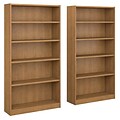 Bush Furniture Universal 5 Shelf Bookcase, Snow Maple, Set of 2 (UB003SM)