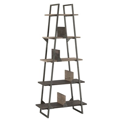 Bush Furniture Refinery A Frame 71.85H 5-Shelf Etagere Bookshelf, Rustic Gray (RFB132RG-03)