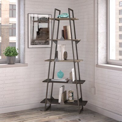 Bush Furniture Refinery A Frame 71.85H 5-Shelf Etagere Bookshelf, Rustic Gray (RFB132RG-03)