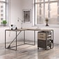Bush Furniture Refinery 50"W L Shaped Industrial Desk with 3 Drawer Mobile File Cabinet, Rustic Gray/Charred Wood (RFY004RG)