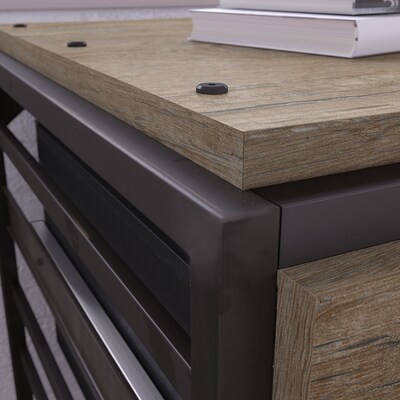 Bush Furniture Refinery 50W L Shaped Industrial Desk with 37W Return and File Cabinets, Rustic Gray (RFY009RG)