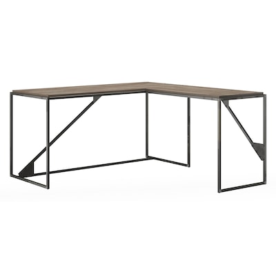 Bush Furniture Refinery 62W L Shaped Industrial Desk, Rustic Gray/Charred Wood (RFY003RG)