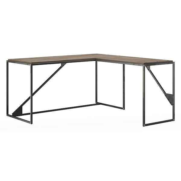 Bush Furniture Refinery 62W L Shaped Industrial Desk with 37W Return, Rustic Gray (RFY003RG)