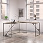 Bush Furniture Refinery 62"W L Shaped Industrial Desk, Rustic Gray/Charred Wood (RFY003RG)