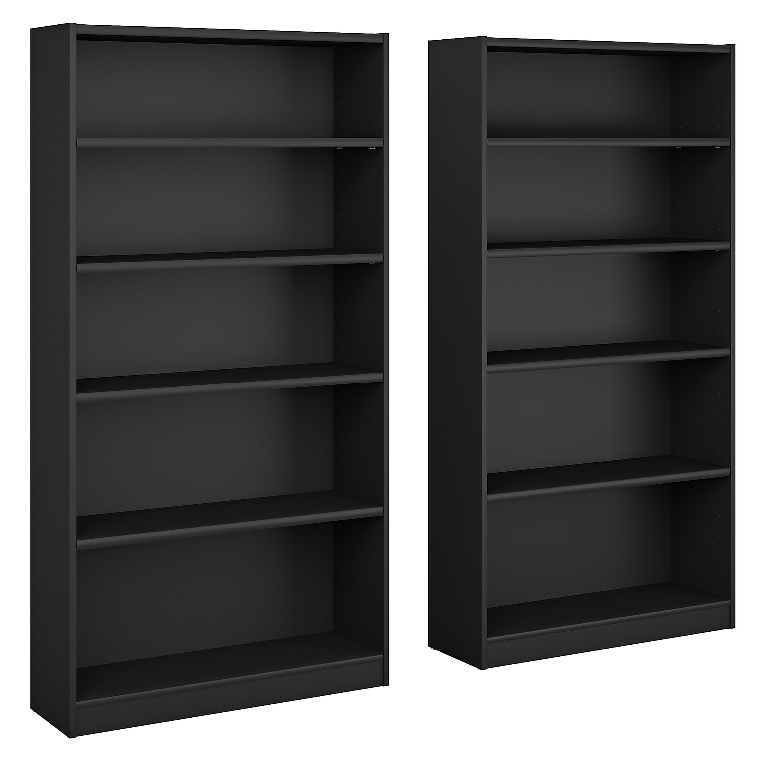 Bush Furniture Universal Tall 5 Shelf 72H Bookcase, Classic Black, Set of 2 (UB003BL)