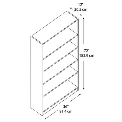 Bush Furniture Universal Tall 5 Shelf 72"H Bookcase, Classic Black, Set of 2 (UB003BL)