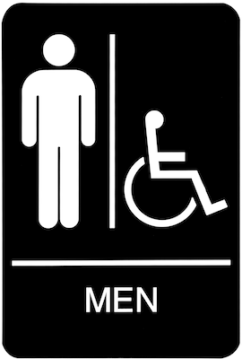 HeadLine Sign, ADA Restroom Sign, MEN Accessible, 6 x 9, Black / White