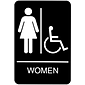 HeadLine Sign, ADA Restroom Sign, WOMEN Handicap Accessible, 6" x 9", Black / White
