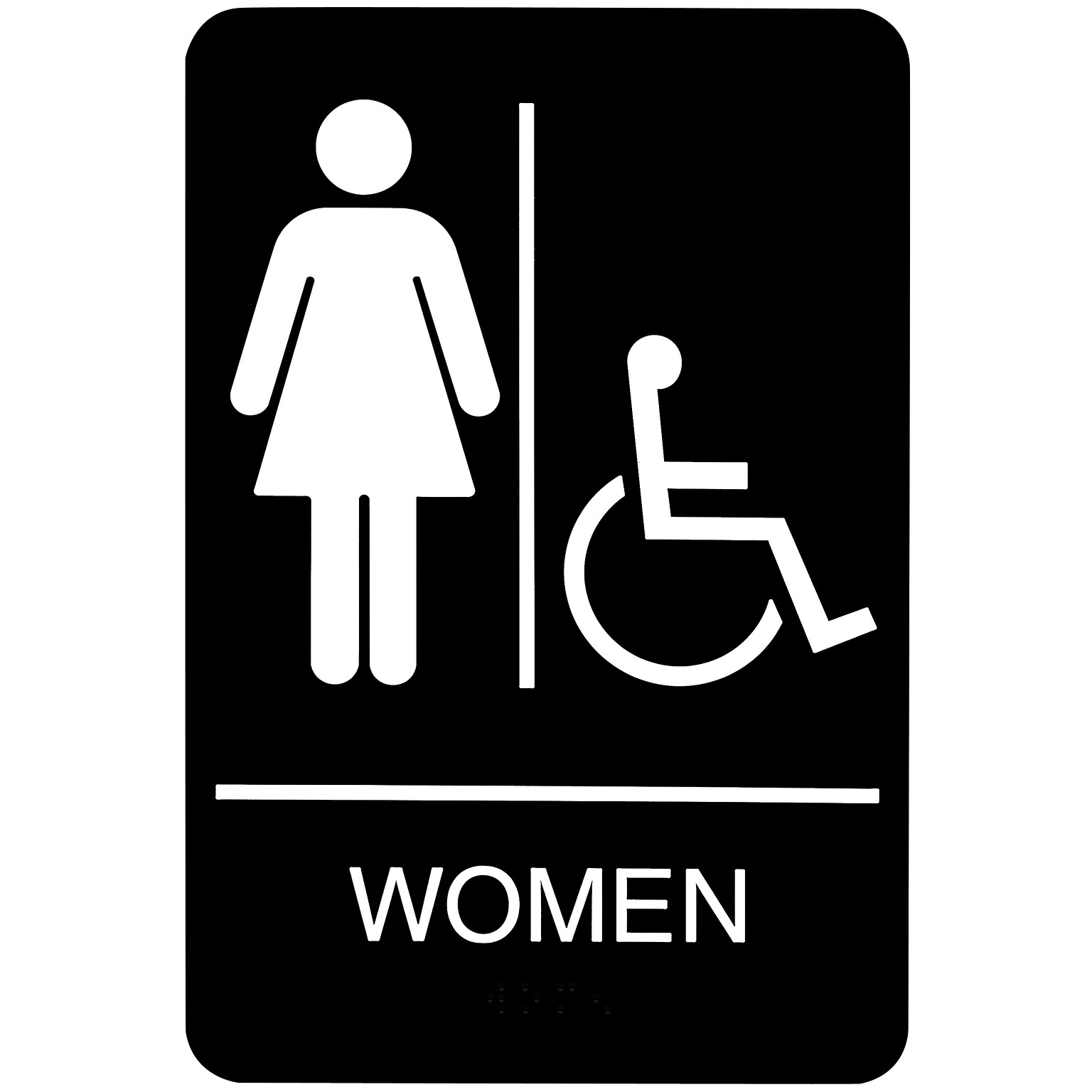 HeadLine Sign, ADA Restroom Sign, WOMEN Handicap Accessible, 6 x 9, Black / White