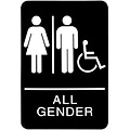 HeadLine Sign, ADA Restroom Sign, ALL GENDER Handicap Accessible, 6 x 9, Black / White