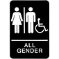 HeadLine Sign, ADA Restroom Sign, ALL GENDER Handicap Accessible, 6" x 9", Black / White
