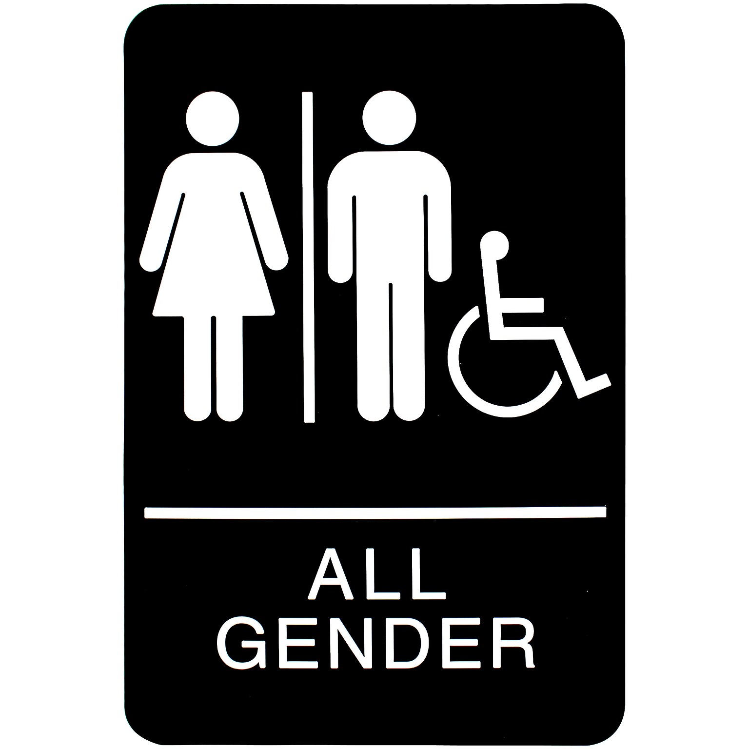 HeadLine Sign, ADA Restroom Sign, ALL GENDER Handicap Accessible, 6 x 9, Black / White