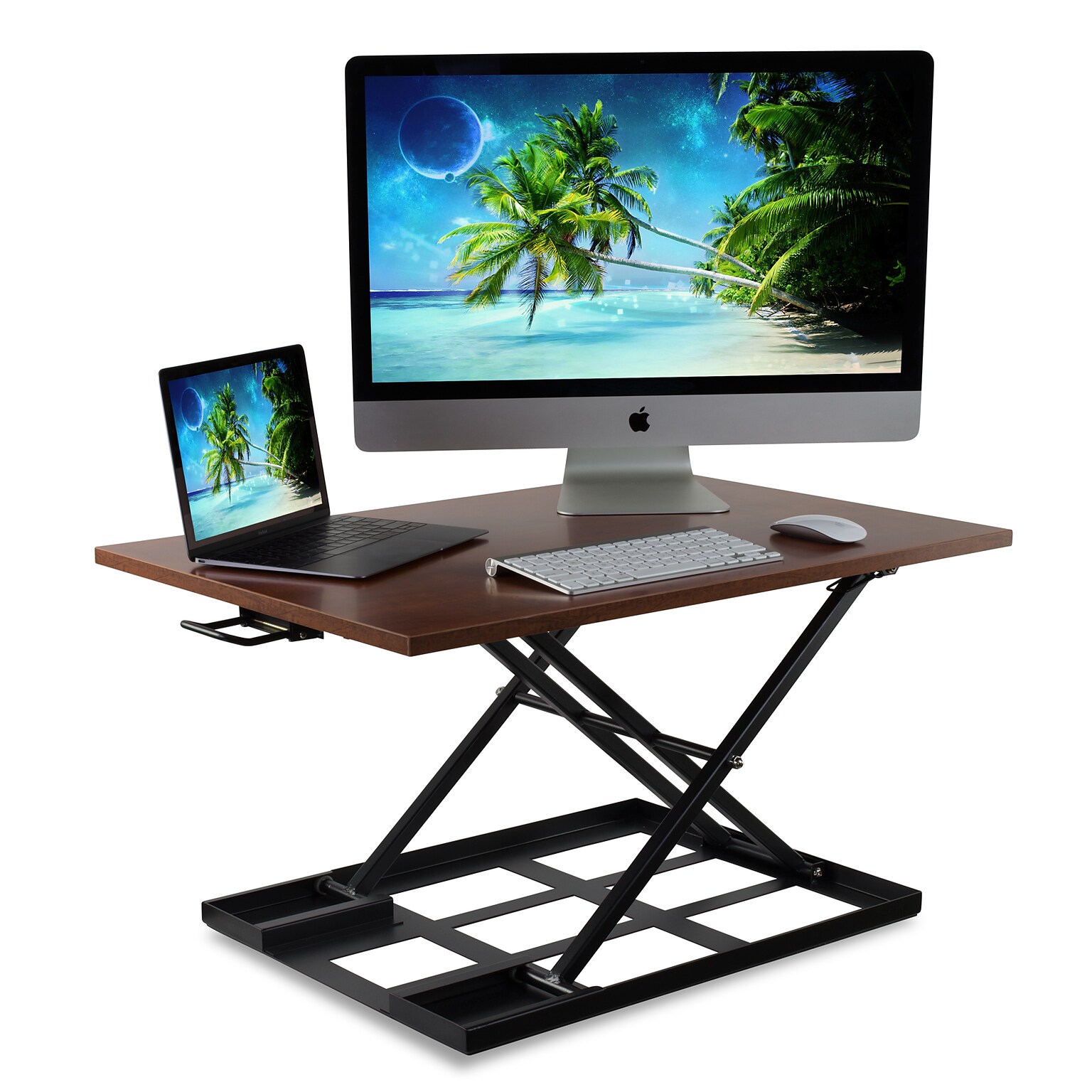 Mount-It! 17 Height-Adjustable Sit Stand Desk Converter, Brown (MI-7929-BRN)