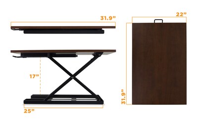 Mount-It! 32"W Adjustable Standing Desk Converter, Brown (MI-7929-BRN)