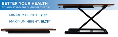 Mount-It! 17" Height-Adjustable Sit Stand Desk Converter, Brown (MI-7929-BRN)