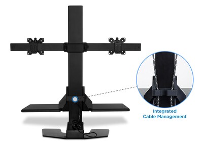 Mount-It! 28"W Electric Adjustable Standing Desk Converter with Dual Monitor Mount, Black (MI-7952)