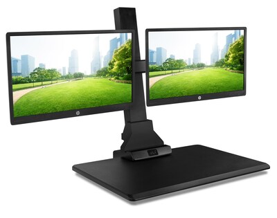 Mount-It! 28"W Electric Adjustable Standing Desk Converter with Dual Monitor Mount, Black (MI-7952)