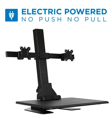 Mount-It! 28"W Electric Adjustable Standing Desk Converter with Dual Monitor Mount, Black (MI-7952)