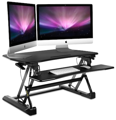 Mount-It! 35.5W Rectangular Adjustable Metal Standing Desk Converter, Black (MI-7955)