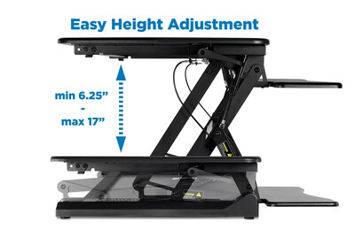 Mount-It! 35.5"W Rectangular Adjustable Metal Standing Desk Converter, Black (MI-7955)