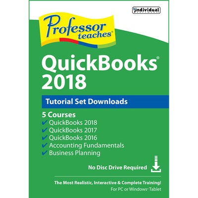 Individual Software Professor Teaches QuickBooks 2018 Tutorial Set Downloads for Windows, 1 User, Do