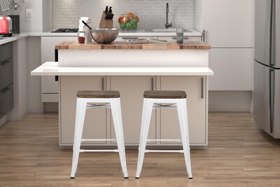 DHP Fusion Counter Stool Distressed Metal, White (S002102)