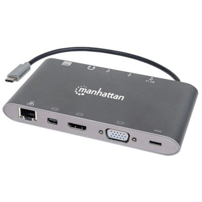 Manhattan® SuperSpeed USB-C to 7-in-1 Docking Station, Gray (152808)