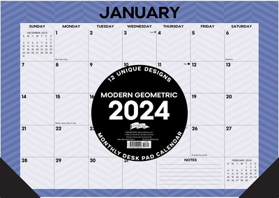 2024 Willow Creek Press Modern Geometric 2024 17" x 12" Monthly Desk Pad Calendar (40416)