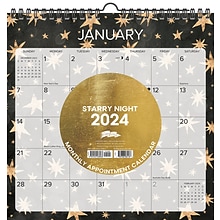 2024 Willow Creek Press Starry Night 2024  12 x 12 Spiral Wall Art Grid Calendar 12 x 12 (38963)