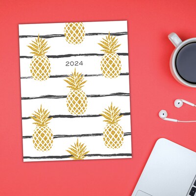 2024 Willow Creek Press Golden Pineapples 7.5" x 9.5" Booklet Monthly Planner (40379)