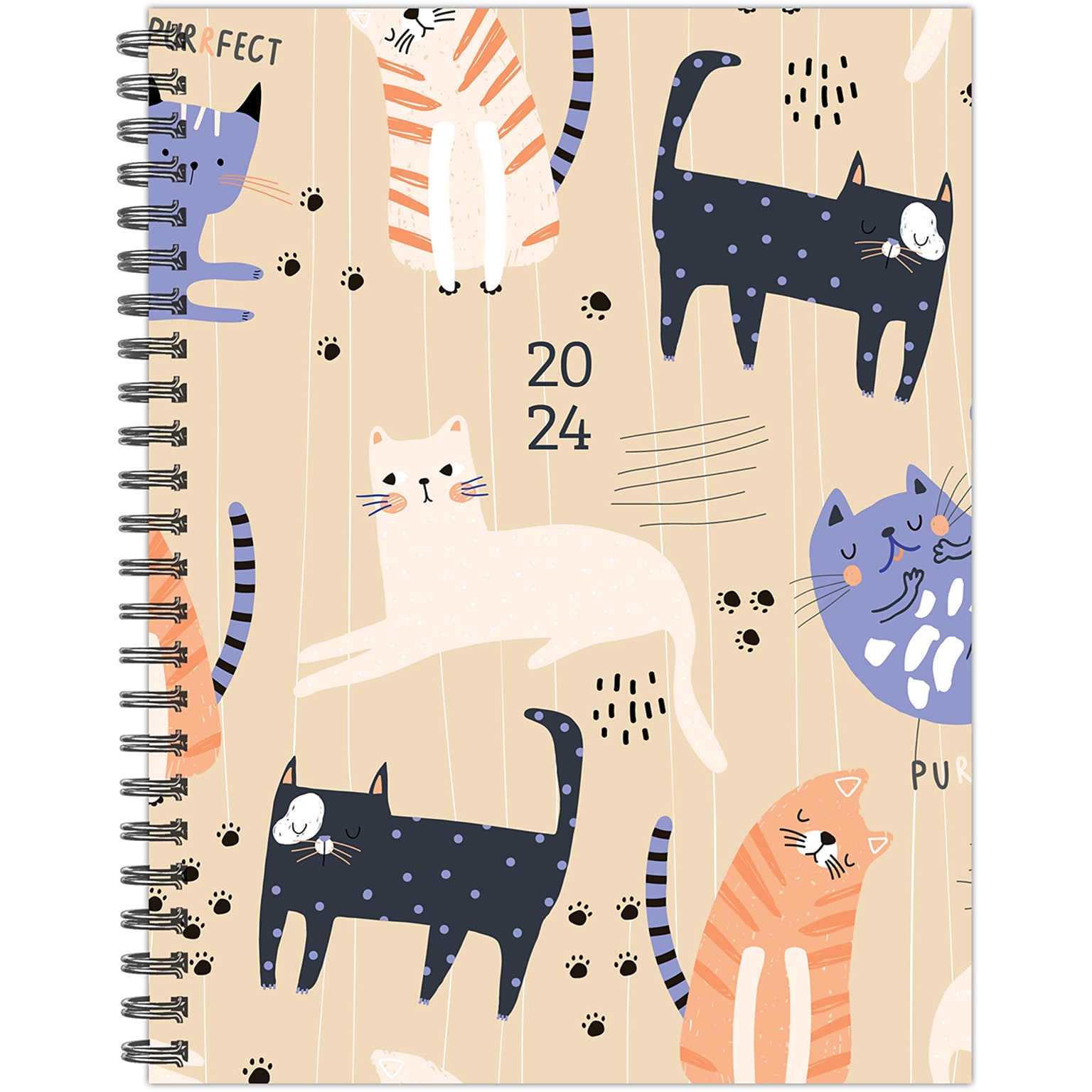 2024 Willow Creek Press Purrfect 6.5 x 8.5 Spiral Softcover Weekly Planner (39847)