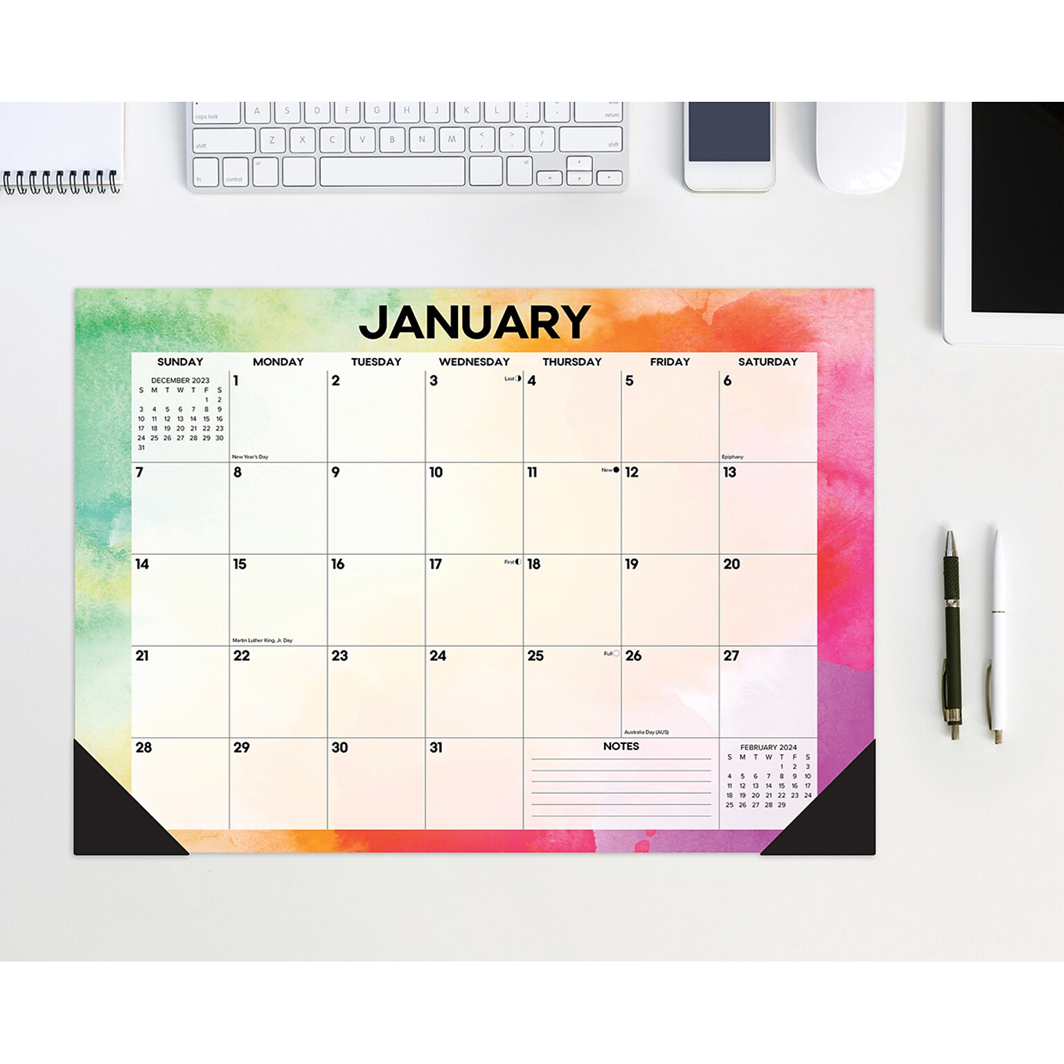 2024 Willow Creek Press Rainbow Gradient 2024 17 x 12 Desk Pad Large Calendar for Wall or Desk (40423)