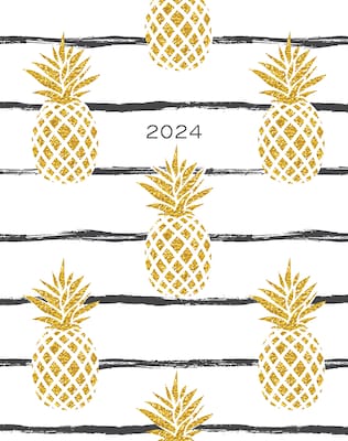 2024 Willow Creek Press Golden Pineapples 7.5 x 9.5 Booklet Monthly Planner (40379)