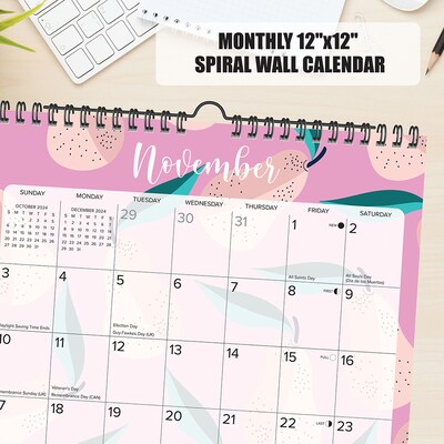 2024 Willow Creek Pinky Pear 12" x 12" Monthly Wall Calendar, Multicolor (40348)