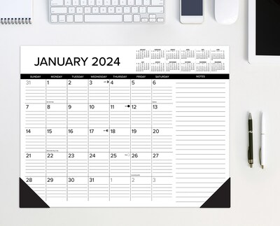 2024 Willow Creek Press Black & White 2024 22" x 17" Large Monthly Deskpad Calendar for Wall or Desk (38826)