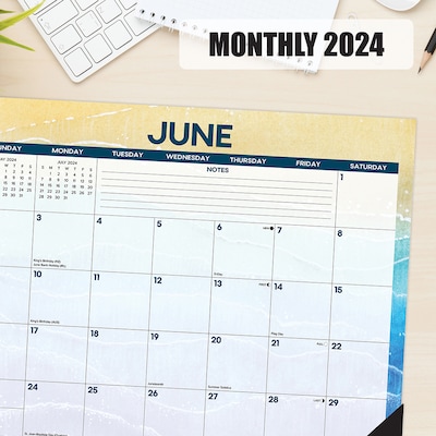 2024 Willow Creek Tropical Beach 22" x 17" Monthly Desk or Wall Calendar, Multicolor (39717)
