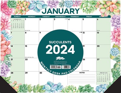 2024 Willow Creek Press Succulent 2024 22" x 17" Large Monthly Deskpad Calendar for Wall or Desk (38772)