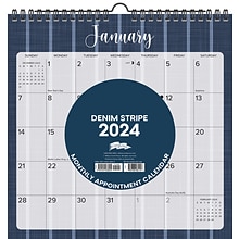 2024 Willow Creek Press Denim Stripe 2024  12 x 12 Spiral Wall Art Grid Calendar 12 x 12 (38925)