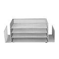 Mind Reader Network Collection 6 Compartment Front Loading Letter Tray with Side Storage, Silver Wir