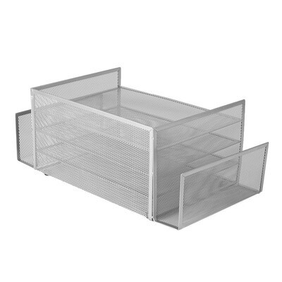 Mind Reader Network Collection 6 Compartment Front Loading Letter Tray with Side Storage, Silver Wire Mesh (4TSIDE2-SIL)