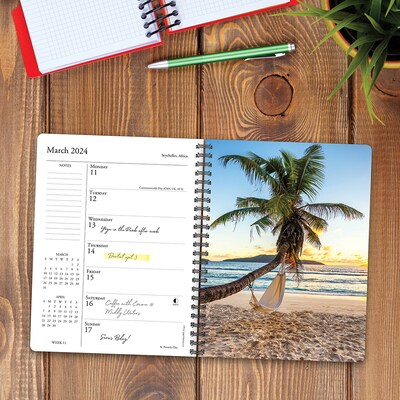 2024 Willow Creek Press Ah the Beach Weekly Engagement Calendar, 6.5" x 8.5" Spiral Planner (37799)