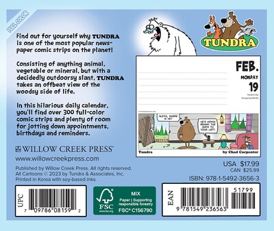 2024 Willow Creek Press Tundra Daily Comics 2024 Box Calendar Daily Desk 5.5 x 6 (36563)