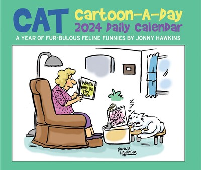 2024 Willow Creek Cat Cartoon-A-Day by Jonny Hawkins 6" x 5.5" Daily Day-to-Day Calendar, Multicolor (36242)