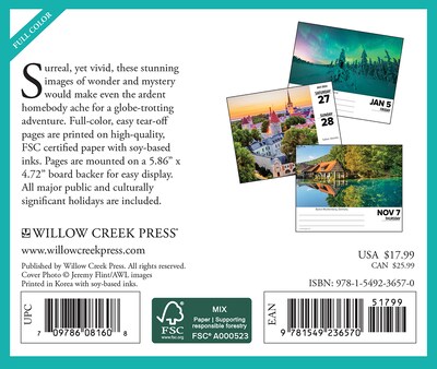2024 Willow Creek Press Wanderlust 2024 Box Calendar Daily Desk 5.5" x 6" (36570)