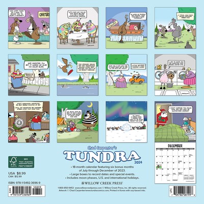 2024 Willow Creek Tundra Comics 7 x 7 Monthly Wall Calendar, Multicolor (36969)