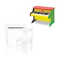 Melissa & Doug Learn-to-Play Piano with Wooden Lift-Top Desk & Chair, White (1314-30231-KIT)