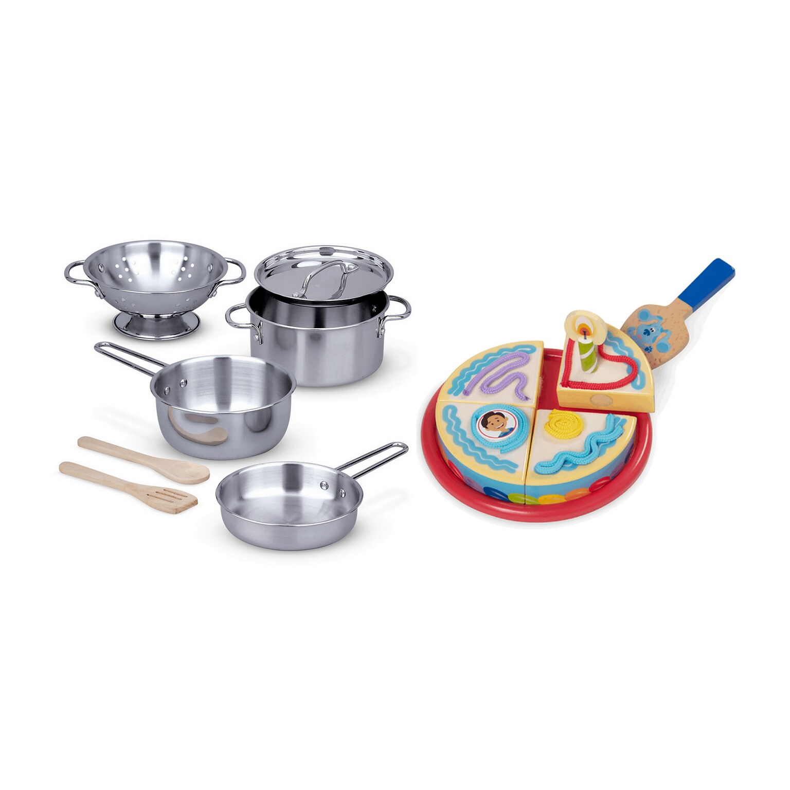 Melissa & Doug Pots & Pans Set with Blues Clues & You Wooden Birthday Party Play Set (14265-33018-KIT)